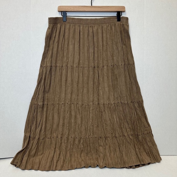 Alfred Dunner Brown Suede Beaded Maxi Skirt Size 12P - Picture 1 of 8